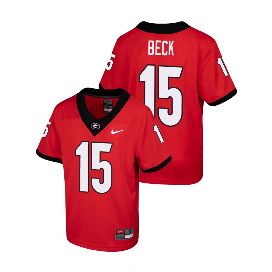 Georgia Bulldogs Youth NCAA Carson Beck #15 Red Game College Football Jersey HCP2249SC
